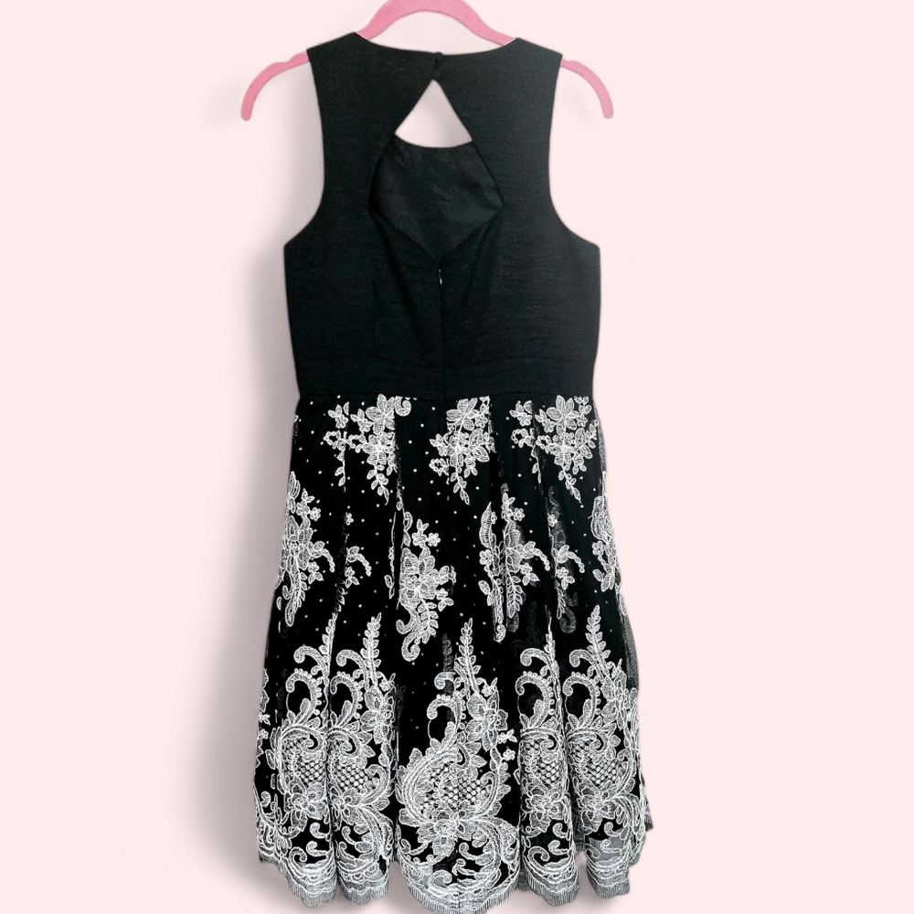 Eliza J Party Dress Overlay Embroidery Bling Wedding Guest Romance Fairy sz 6 - Picture 3 of 14